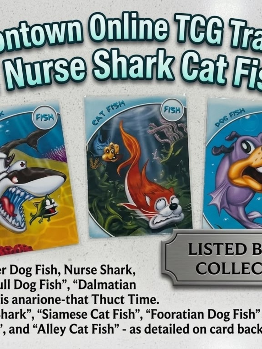 Lot 15 - 3x Disney Toontown Online TCG Lot Dog Fish Nurse Shark Cat Fish